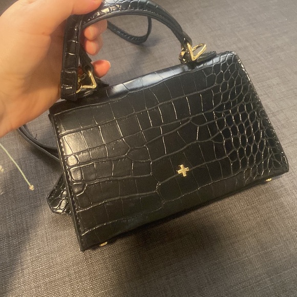 Princess Polly Peta and Jain Crocodile print black crossbody with gold hardware - Picture 3 of 16